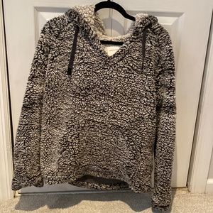 Thread & Supply Black and White Sherpa Hoodie, Size Medium